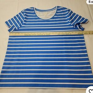 Chico’s Weekends Striped Beachview Blue Slub Tee